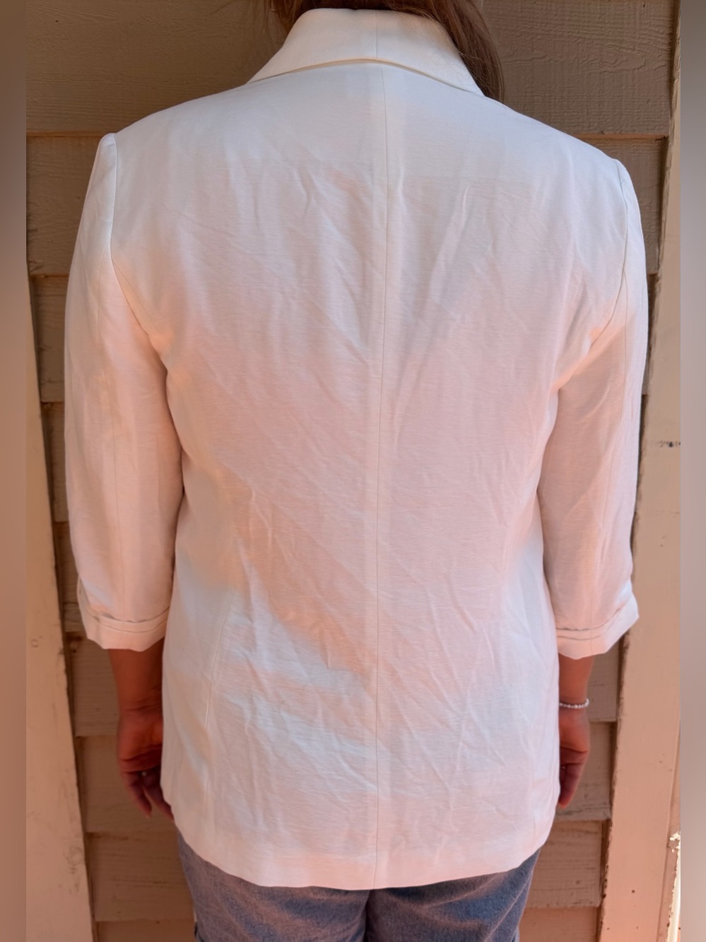 LOFT summer white Open-Front Blazer. Size L - Picture 9 of 12